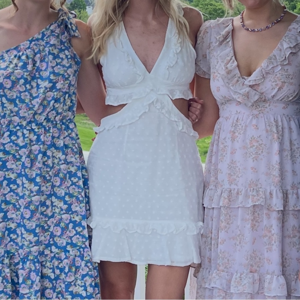 Altard state short white dress with lace up back | graduation | bridal shower